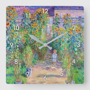 Artist's Garden, Monet Quadratische Wanduhr