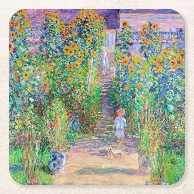 Artist's Garden, Monet Rechteckiger Pappuntersetzer (Vorderseite)