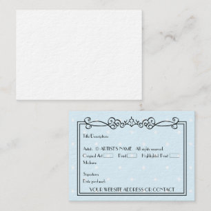 Artists leere ACEO Miniaturkunstkarten mit COA Visitenkarte