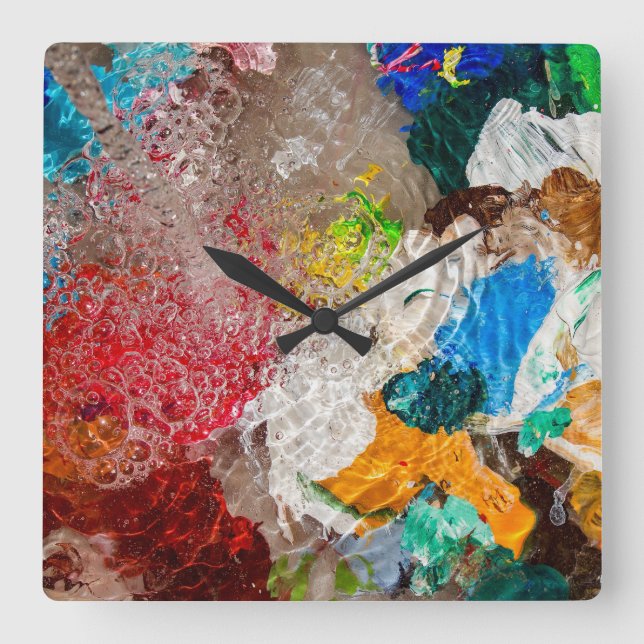Artist's Palette wall clock Quadratische Wanduhr (Vorderseite)