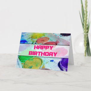 Artists Watercolor Paint Palette Happy Birthday Karte
