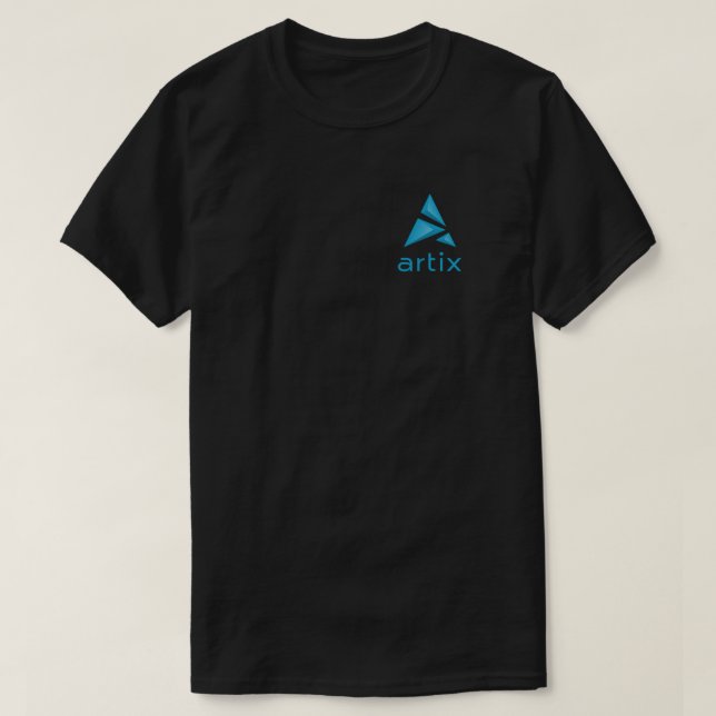 Artix Logomarke verlassen auf Kastendunkelheit T-Shirt (Design vorne)