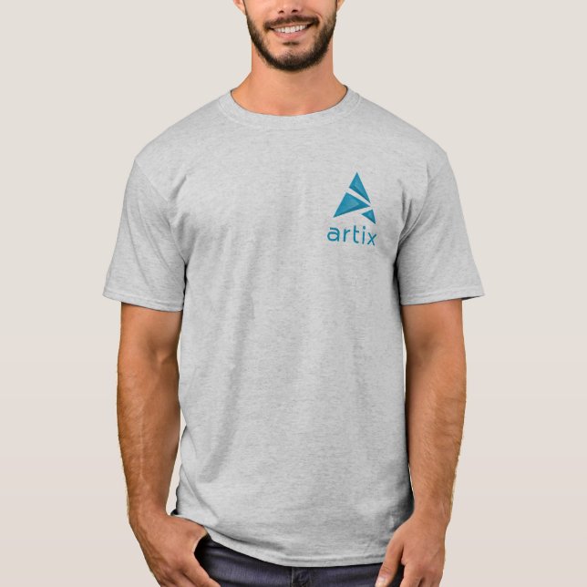 Artix Logomarke verlassen auf Kastengrau T - Shirt (Vorderseite)