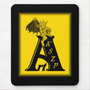 ArtKSZP Logo mit kleinem golem schwarz gelb Design Mousepad