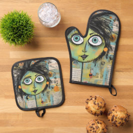 ArtLady 15 Bezaubernd und bedrückt Ofenhandschuh & Topflappen-Set