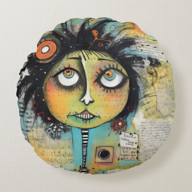 ArtLady 19 Bezaubernd und bedrückt Rundes Kissen (Vorderseite)
