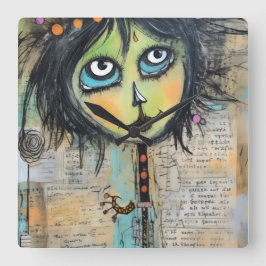 ArtLady 5 Bezaubernd und bekümmert Quadratische Wanduhr