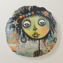 ArtLady 7 Bezaubernd und bekümmert Rundes Kissen