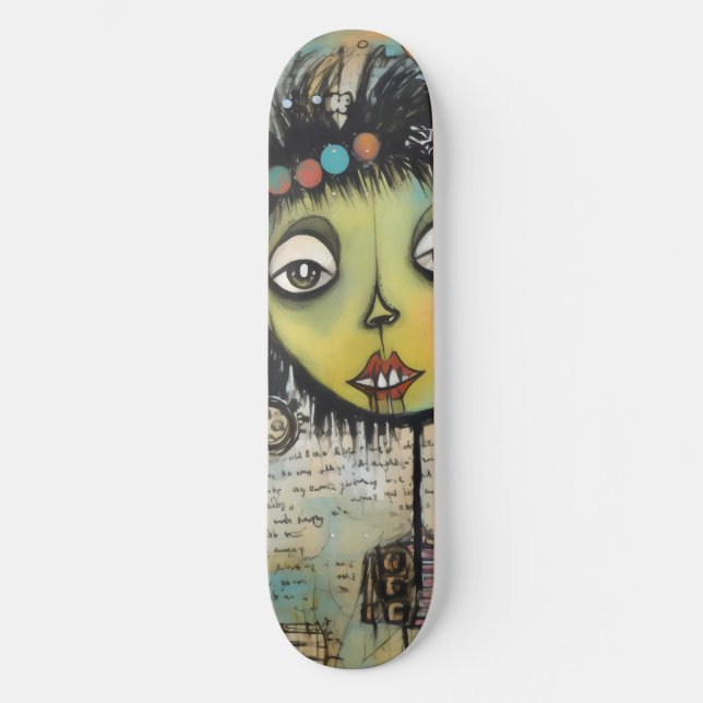 ArtLady 7 Bezaubernd und bekümmert Skateboard (Vorderseite)