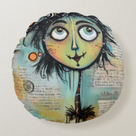ArtLady 9 Bezaubernd und bekümmert Rundes Kissen