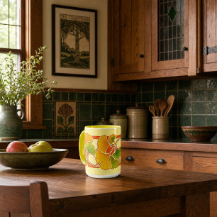 Arts And Crafts Stil Ginkgo Biloba Blätter Rahmen Tasse