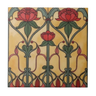 Arts & Crafts Craftsman- und Mission-Stil floral Fliese