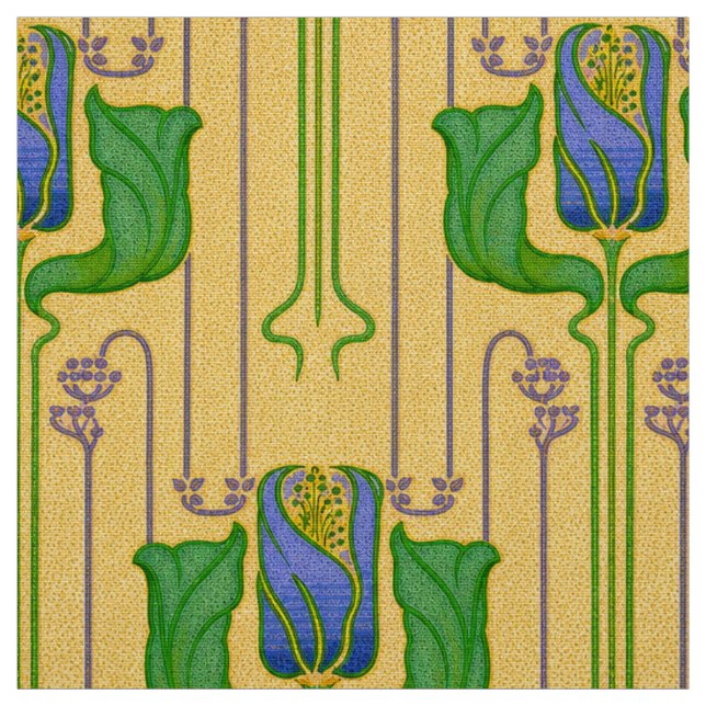 Arts & Crafts Stil Tulpen Blumiges Muster Stoff (Muster)
