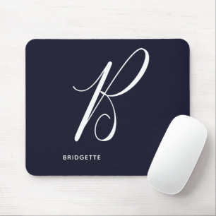 Arts Mit Monogramm Script Letter B Navy Blue Mousepad
