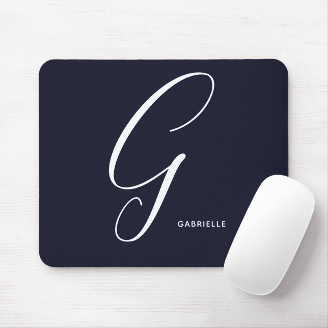 Arts Mit Monogramm Script Letter G Navy Blue Mousepad (Mit Mouse)