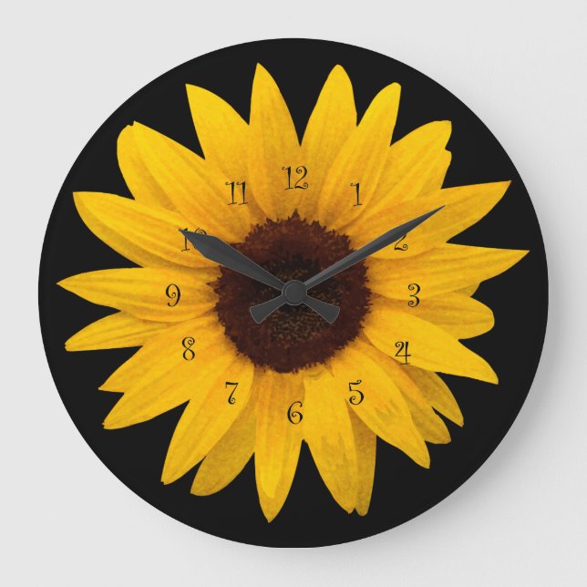 Arts Sunflower stilvolle Textur Große Wanduhr (Vorderseite)