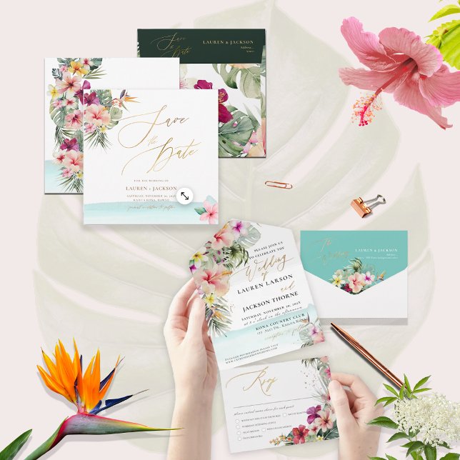 ArtsApp Chic Tropical Paradise Wedding Save The Date (Von Creator hochgeladen)