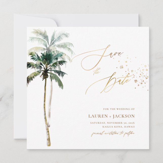 ArtsApp Chic Tropical Paradise Wedding Save The Date (Vorderseite)