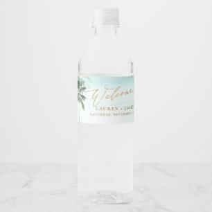 ArtsApp Chic Tropical Paradise Wedding Wasserflaschenetikett