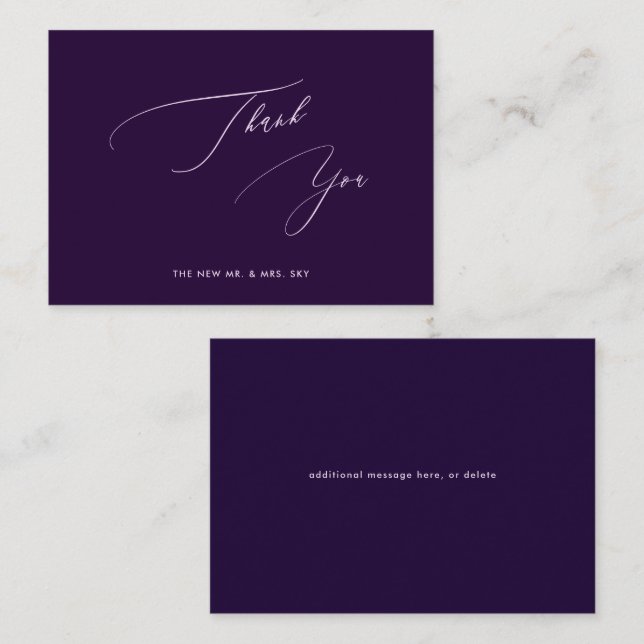 ArtsApp Eggplant Drk Lila Kalligraphie Vielen Dank Mitteilungskarte (Vorne/Hinten)