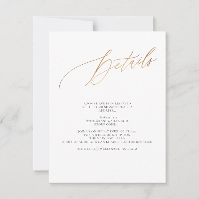 ArtsApp Elegant Details Imitate Gold Luxe Calligra RSVP Karte (Vorderseite)