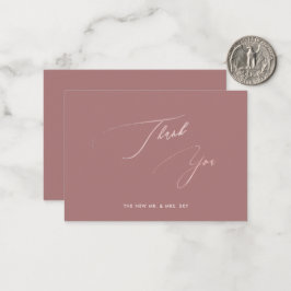 ArtsApp Elegant Dusty Rose Kalligraphie Vielen Dan Mitteilungskarte