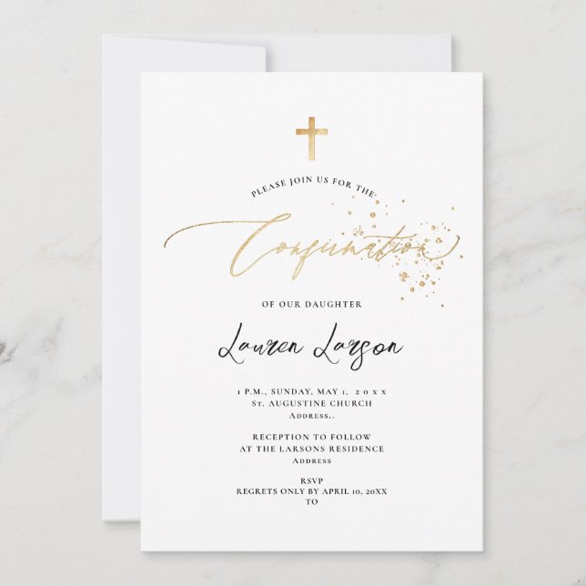 ArtsApp Elegant Imitate Gold Calligrafy Confirmati Einladung (Vorderseite)