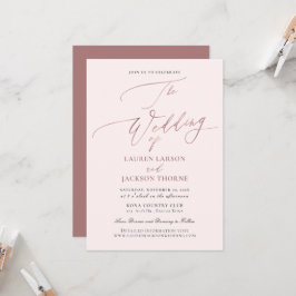 ArtsApp Elegante Imitate Rose Goldkalligrafie Hoch Einladung