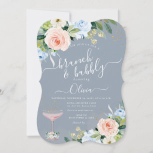 ArtsApp H2 Blush Pink Blue Rose Bubbly Einladung