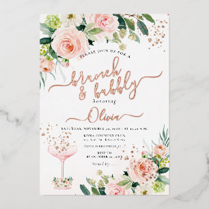 ArtsApp H2 Blush Pink Roses Brunch Bubbly Folien Feiertagskarte