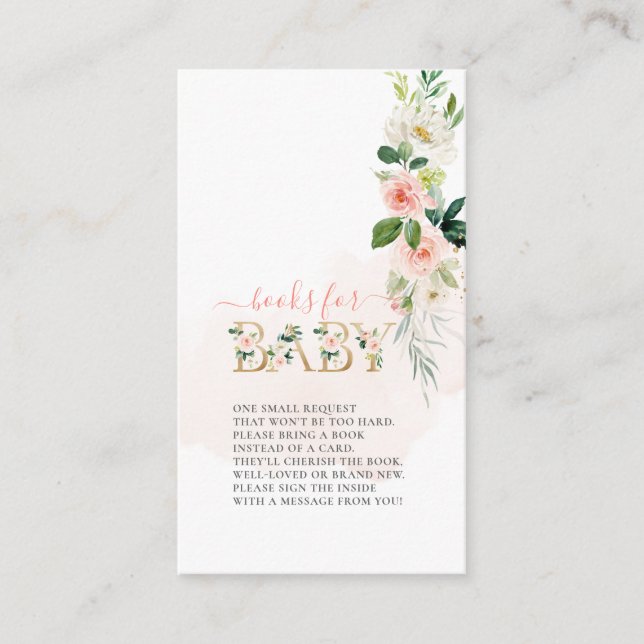 ArtsApp H2 Blush Pink Roses Bücher für Babydusche Begleitkarte (Vorderseite)