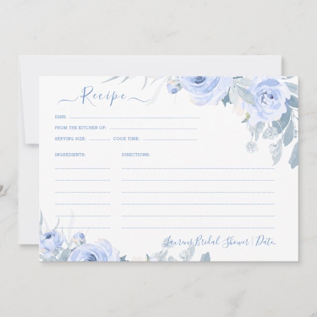 ArtsApp H2 Dusty Blue Rose Brautparty Rezept Einladung (Vorderseite)