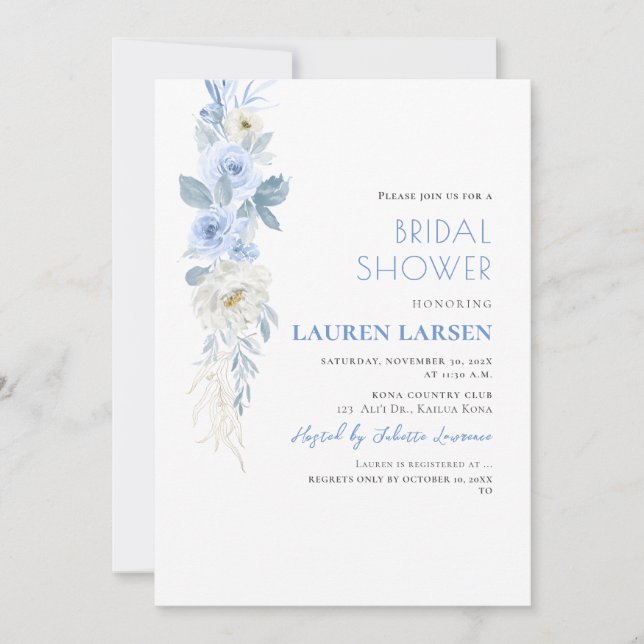 ArtsApp H2 Dusty Blue Rose Grünfolien Einladung (Vorderseite)