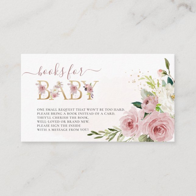 ArtsApp H2 Dusty Pink Roses Books for Baby Shower Begleitkarte (Vorderseite)