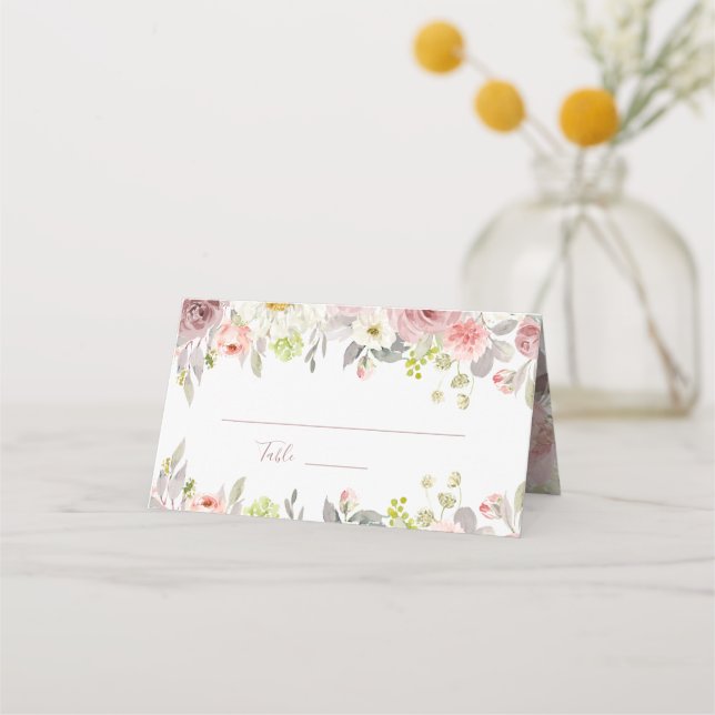 ArtsApp H2 Dusty Pink Roses Brautparty Platzkarte (Vorderseite)