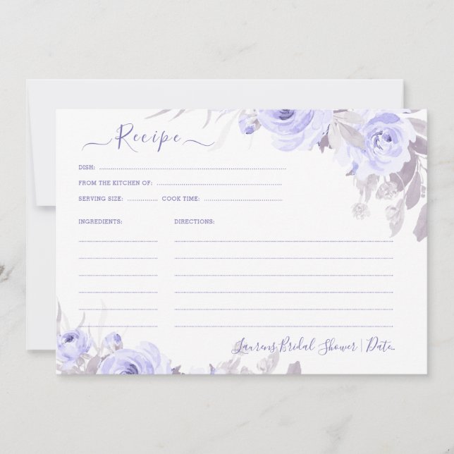 ArtsApp H2 Lila Rose Brautparty Rezept Einladung (Vorderseite)