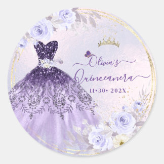 ArtsApp H2 Ombre Lila Sparkling Quinceanera Runder Aufkleber