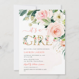 ArtsApp H2 Rosafarbenen Rosen Baby Shower Einladung