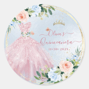 ArtsApp H2 Rose Rosa Sparkling Quinceanera Runder Aufkleber