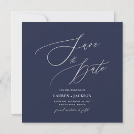 ArtsApp-Imitate Silver Calligraphy Navy Blue Save The Date