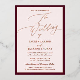 ArtsApp Luxe Calligraphy Burgundy Rose Gold Folieneinladung