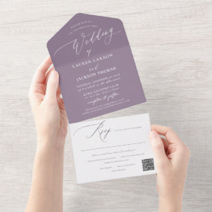 ArtsApp Moderne Kalligrafie Dusty Purple Hochzeit All In One Einladung