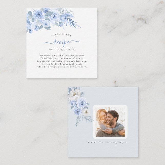 ArtsApp Watercolor Blue Rose Request Encl Mitteilungskarte (Vorne/Hinten)