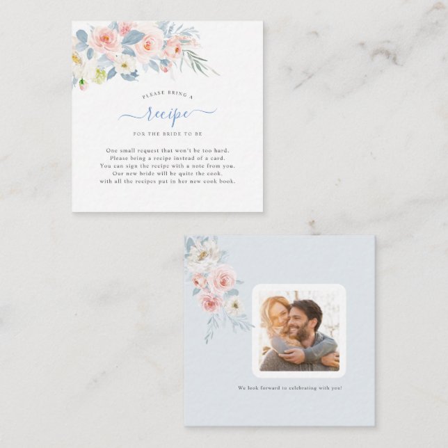 ArtsApp Watercolor Blush Pink Roses Request Encl Mitteilungskarte (Vorne/Hinten)