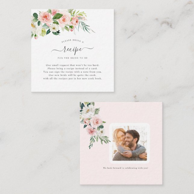 ArtsApp Watercolor Blush Pink Roses Request Encl Mitteilungskarte (Vorne/Hinten)