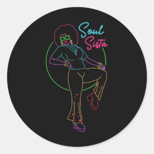 Artsy Damen Funk Vintage 70er Kostüm Afro Soul Mu Runder Aufkleber