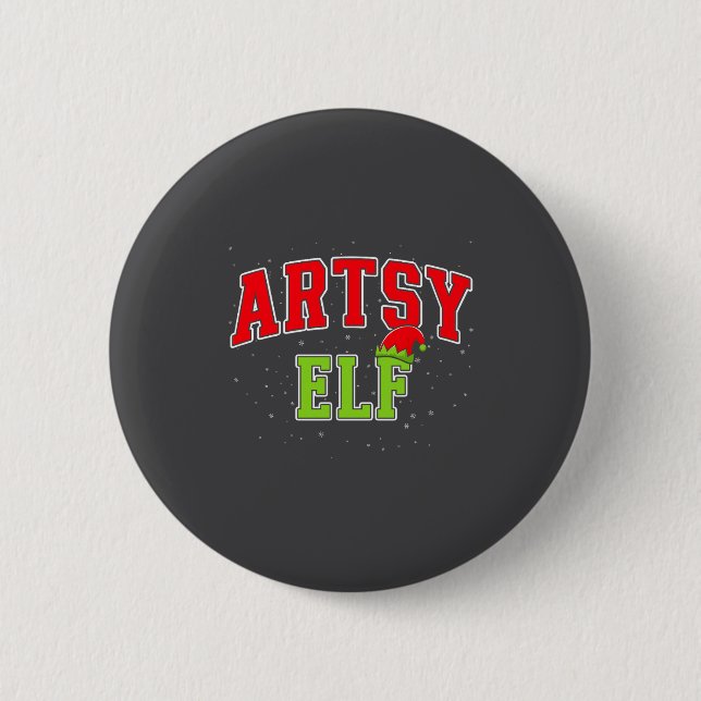 Artsy Elf Christmas Family Matching Group Xmas Act Button (Vorderseite)