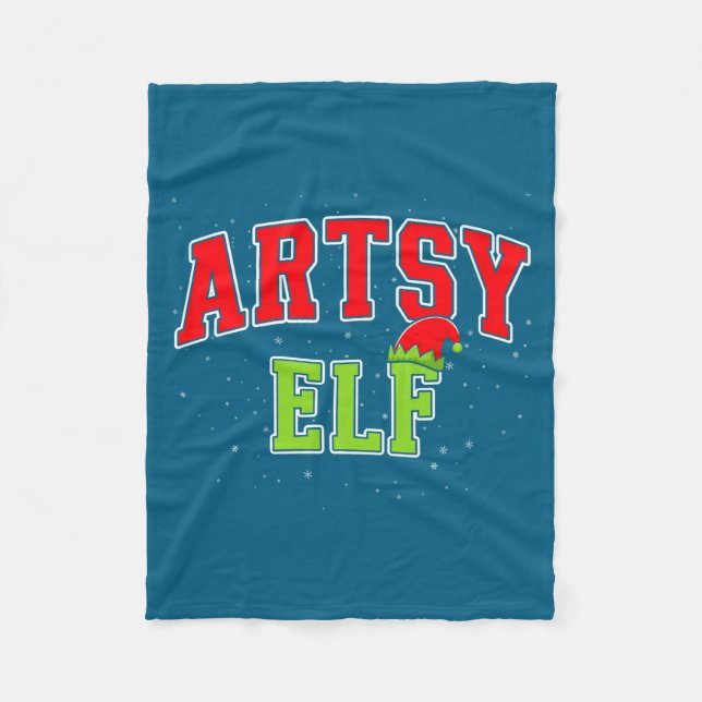 Artsy Elf Christmas Family Matching Group Xmas Act Fleecedecke (Vorderseite)