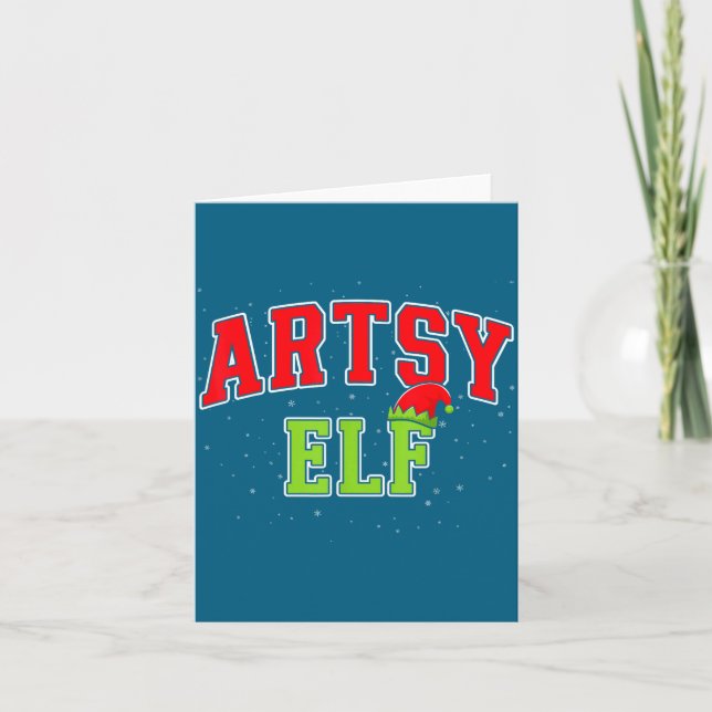 Artsy Elf Christmas Family Matching Group Xmas Act Karte (Vorderseite)