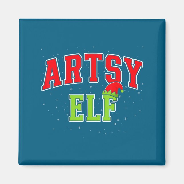 Artsy Elf Christmas Family Matching Group Xmas Act Magnet (Vorne)